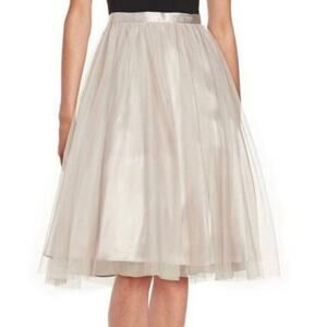 Marina Large Silver Gray Knee Length A-Line Tulle Cocktail Party Formal Skirt
